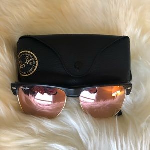 Ray Ban Clubmaster oversized sunglasses rose gold